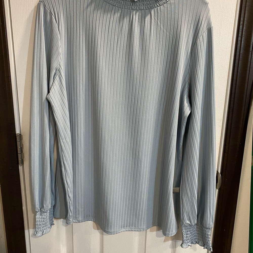 JCPenney Light Blue Ribbed Blouse